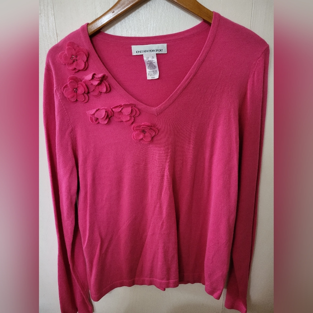 NWT Jones New York Pink Flower Top Sz XL